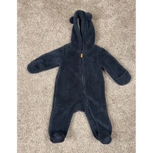 Carters Baby 6M Navy Blue Sherpa Fleece Bear Ear Hooded Winter Suit